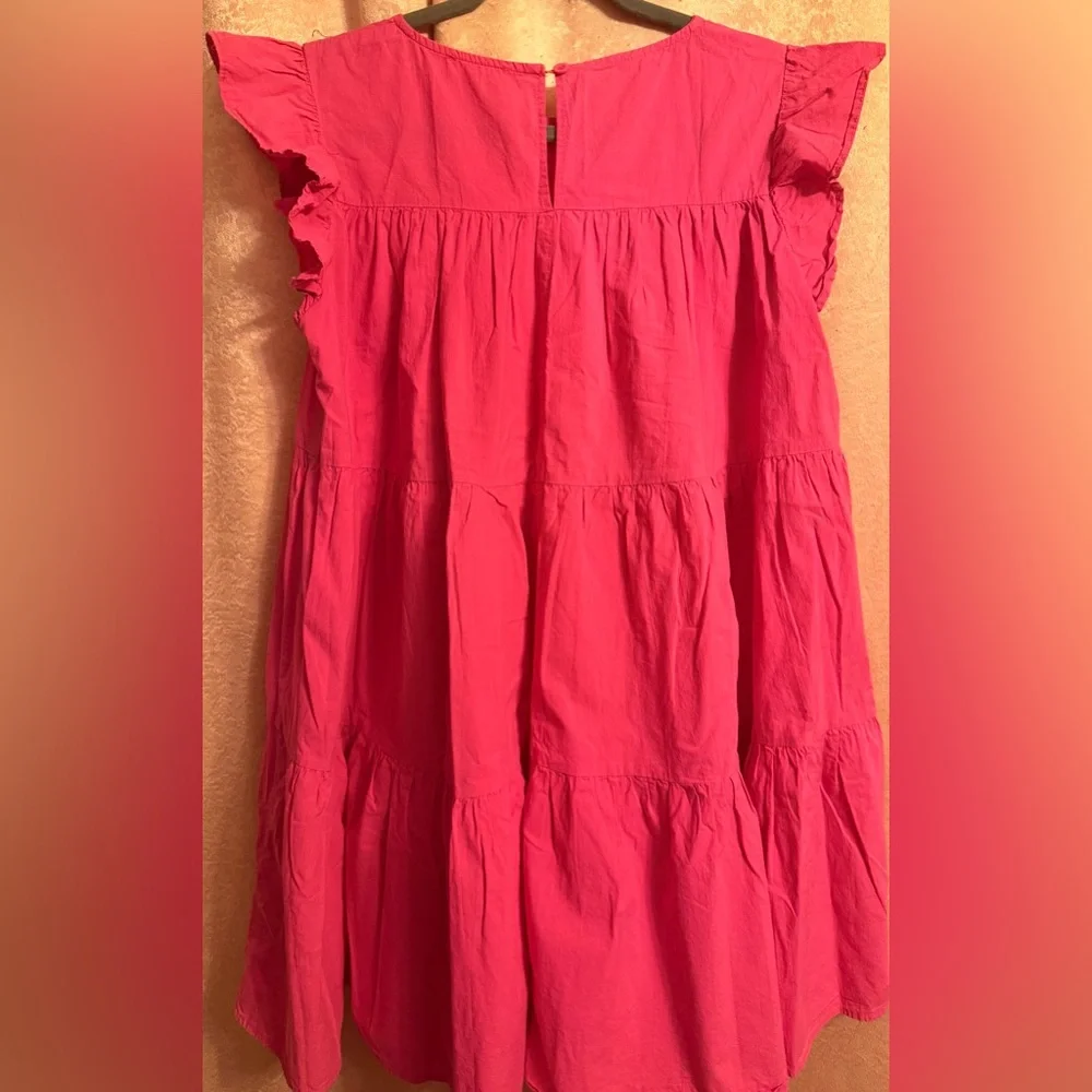 Bright pink Easel Tiered Dress - Picture 7 of 8